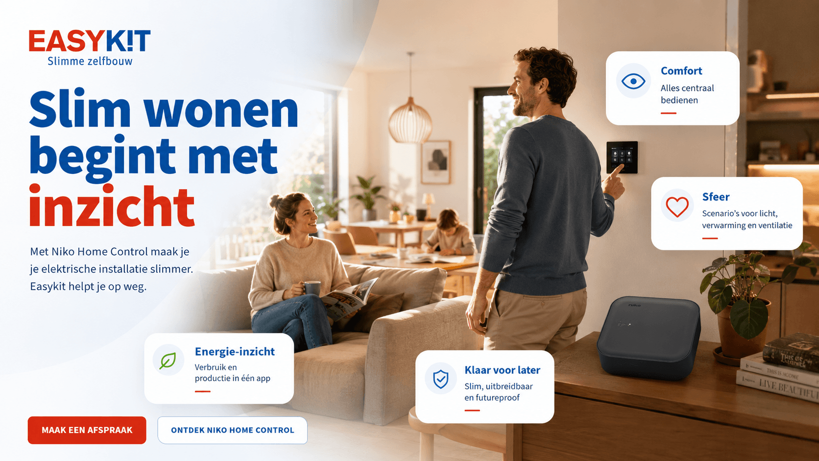 Installer soi-même une commande intelligente avec Motiv by Niko pour le confort, l’éclairage et le suivi énergétique
