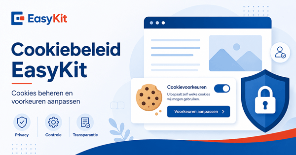 Illustratie bij het cookiebeleid van EasyKit met cookievoorkeuren, privacy en beveiliging
